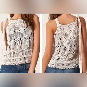Denim & Supply RL Boho Western Cowboy Macrame Tie Tank Top